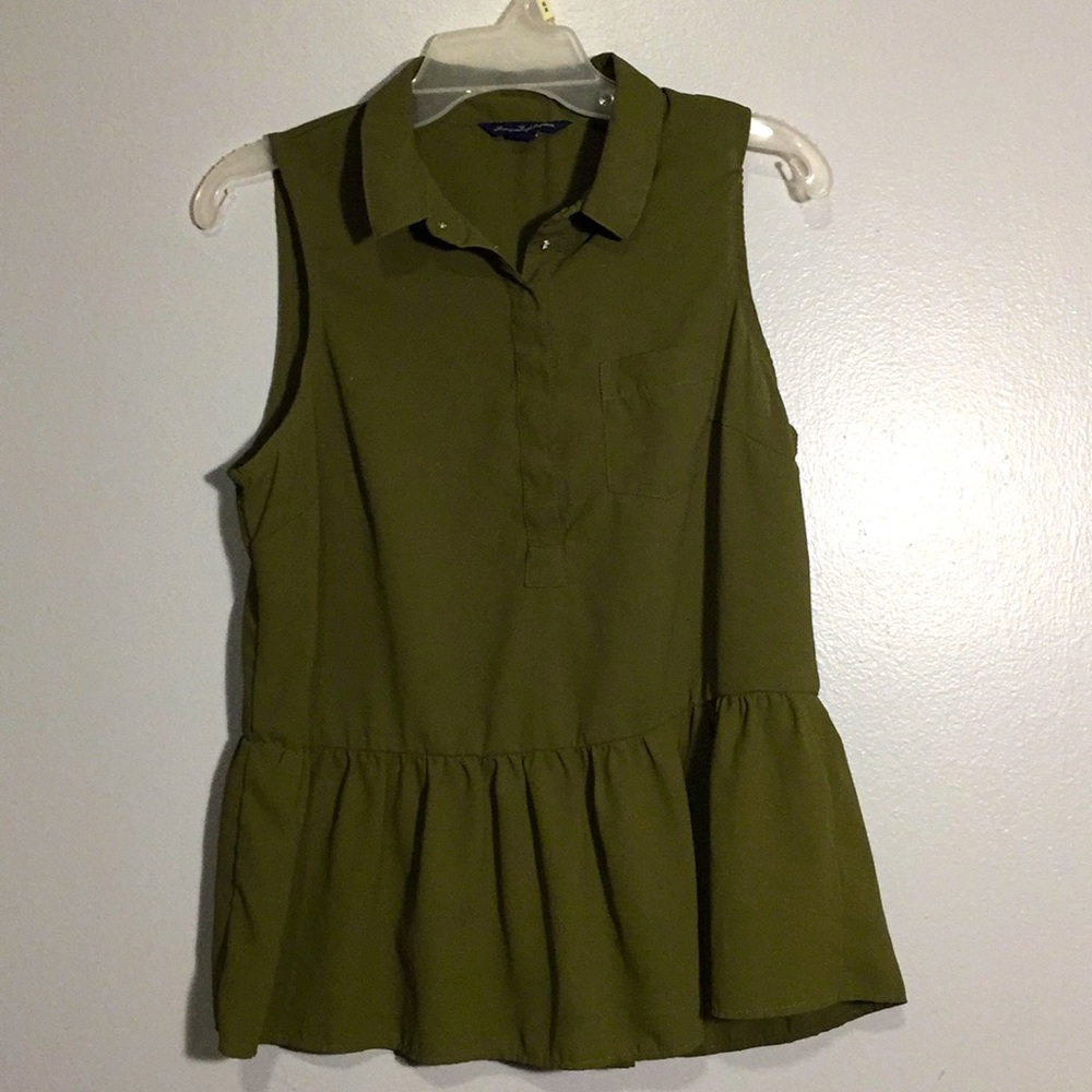 Green button up shirt